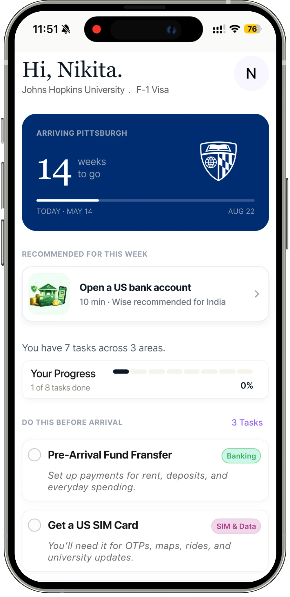 Arrive app checklist